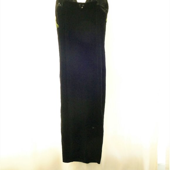 NWOT K Too Black Velvet with Roses Dress sz S - Picture 8 of 8